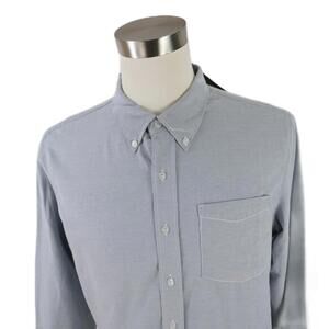 NEW Red Snap Mens Cotton Button Down Blue Dress Shirt Large